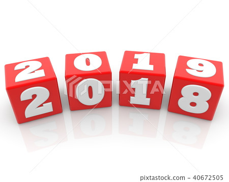 Year change concept on red cubes 40672505