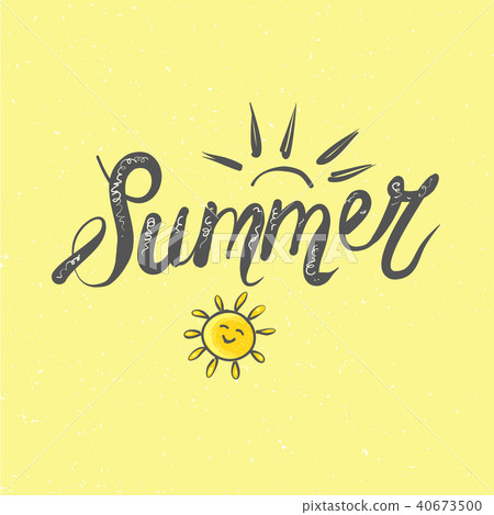 Vector illustration Brush lettering composition of Summer Vacation on yellow background with sun Vector illustration Brush lettering composition of Summer Vacation on yellow background with sun 40673500