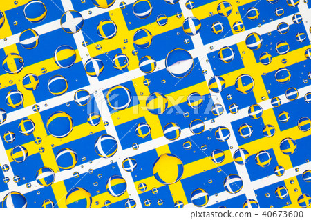 Rain drops full ofSwedish flags 40673600