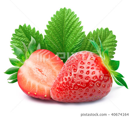 Strawberries with leaves isolated on white Strawberries with leaves isolated on white 40674164