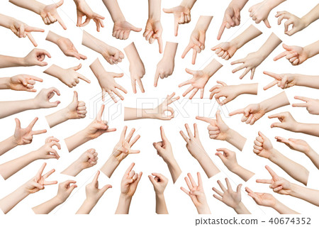 Set of child hands showing symbols Set of child hands showing symbols 40674352