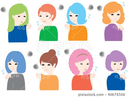 Women in the back who are worried about having dandruff on their shoulders 40678508