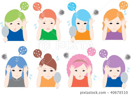 Women suffering from dandruff on their heads 40678510