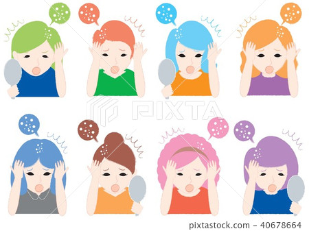 Women who are surprised to notice dandruff on their heads 40678664