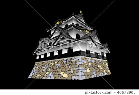 Japanese castle extant Tenshu Hikone castle black back 40678903