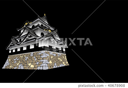 Japanese castle extant Tenshu Hikone castle black back 40678908