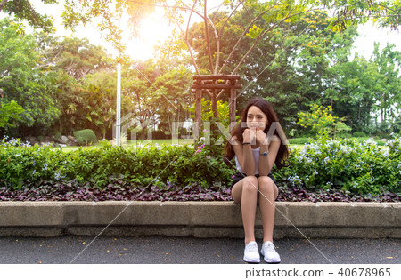 Young asian women smile happy sitting 40678965