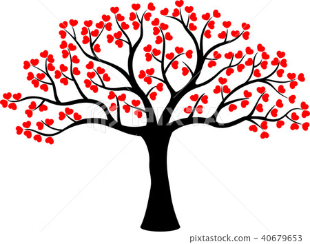 Stylized love tree made of hearts - Stock Illustration [40679653] - PIXTA