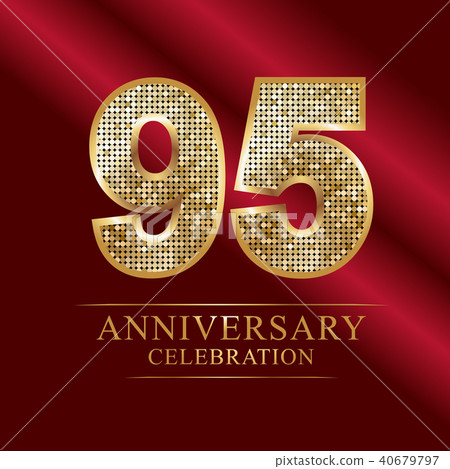 95th golden shiny mosaic in disco ball style. 40679797