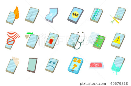 Smartphone icon set, cartoon style Smartphone icon set, cartoon style 40679818