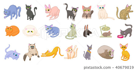 Cats icon set, cartoon style Cats icon set, cartoon style 40679819