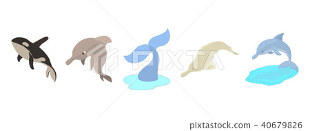 Sea mammals icon set, cartoon style Sea mammals icon set, cartoon style 40679826