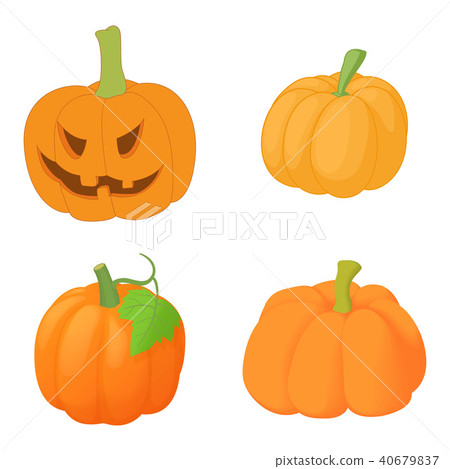 Pumpkin icon set, cartoon style Pumpkin icon set, cartoon style 40679837