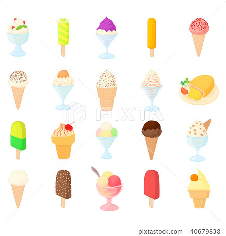 Ice cream icon set, cartoon style Ice cream icon set, cartoon style 40679838