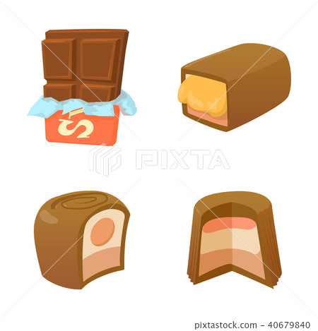 Chocolate icon set, cartoon style 40679840