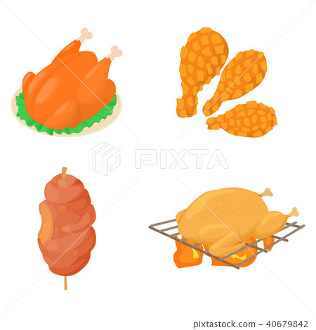 Meat icon set, cartoon style Meat icon set, cartoon style 40679842
