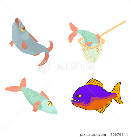 River fish icon set, cartoon style 40679844