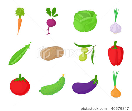 Vegetables icon set, cartoon style Vegetables icon set, cartoon style 40679847