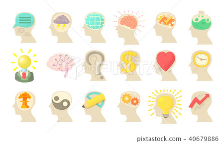 Human mind icon set, cartoon style 40679886