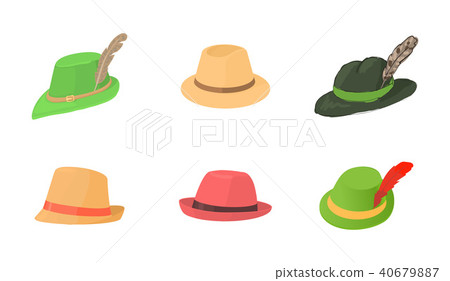 Panama hat icon set, cartoon style 40679887