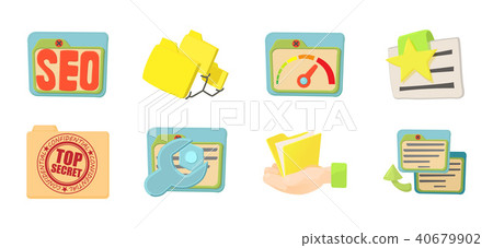 Folder icon set, cartoon style Folder icon set, cartoon style 40679902