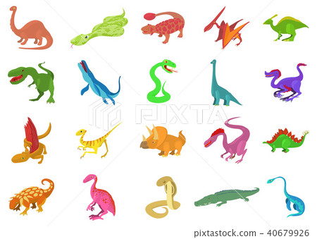 Reptile icon set, cartoon style 40679926