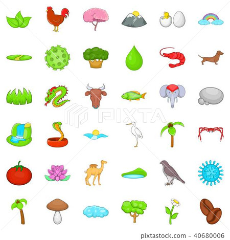 Daily life icons set, cartoon style Daily life icons set, cartoon style 40680006