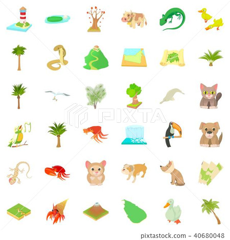 Eco landscape icons set, cartoon style 40680048