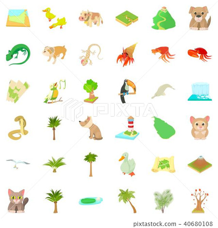 Forest vegetation icons set, cartoon style Forest vegetation icons set, cartoon style 40680108