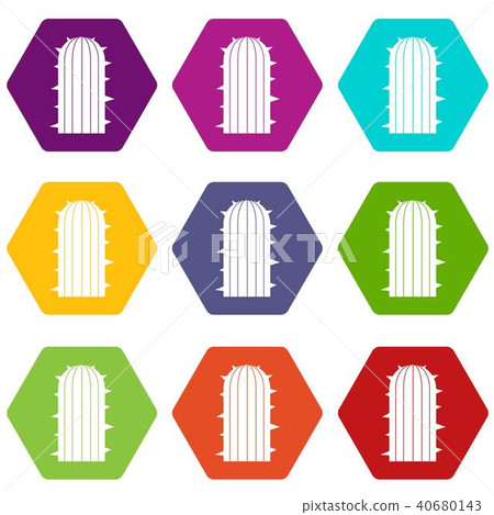 Plant of desert icon set color hexahedron Plant of desert icon set color hexahedron 40680143