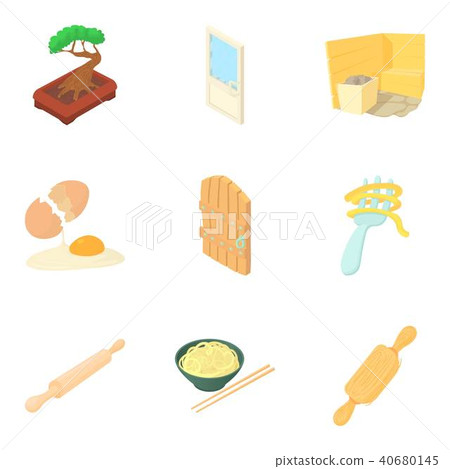 Home cleaning icons set, cartoon style Home cleaning icons set, cartoon style 40680145