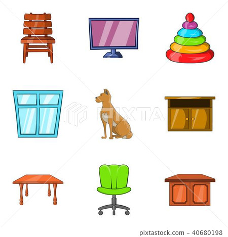 Family house icons set, cartoon style Family house icons set, cartoon style 40680198