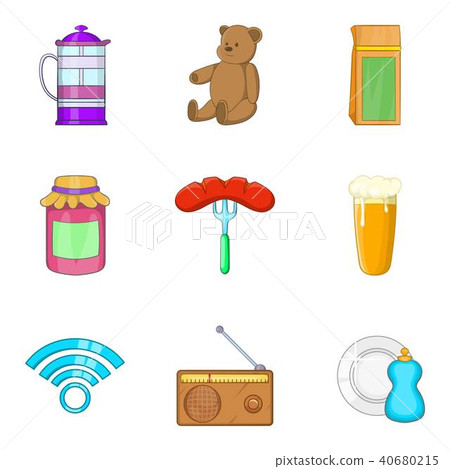 Homebody icons set, cartoon style Homebody icons set, cartoon style 40680215