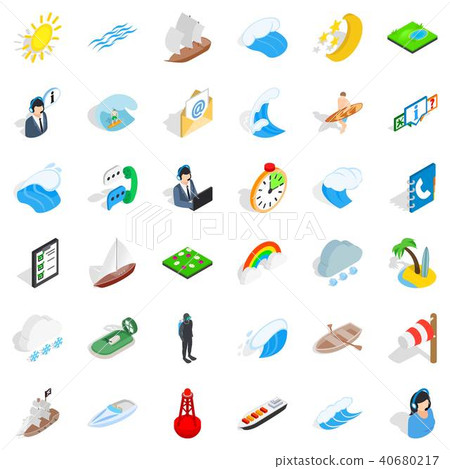 Boat business icons set, isometric style Boat business icons set, isometric style 40680217