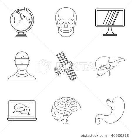 Mental icons set, outline style Mental icons set, outline style 40680218