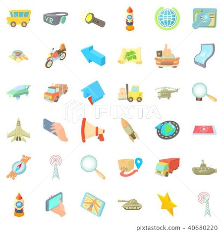 City navigation icons set, cartoon style City navigation icons set, cartoon style 40680220