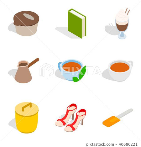 Home party icons set, isometric style Home party icons set, isometric style 40680221