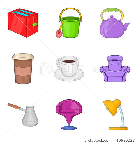 Ancestral home icons set, cartoon style 40680228