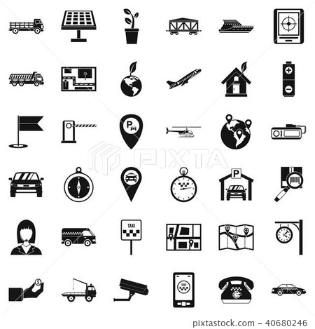 Navigation system icons set, simple style Navigation system icons set, simple style 40680246
