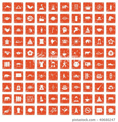 100 yoga icons set grunge orange 100 yoga icons set grunge orange 40680247