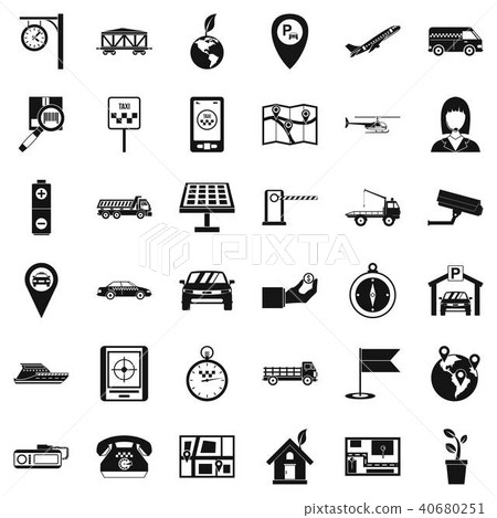 Navigation complex icons set, simple style Navigation complex icons set, simple style 40680251