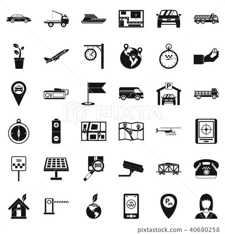 Air navigation icons set, simple style Air navigation icons set, simple style 40680258