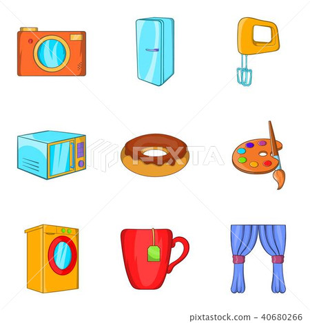Paternal house icons set, cartoon style Paternal house icons set, cartoon style 40680266