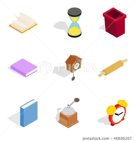 Home cosiness icons set, isometric style Home cosiness icons set, isometric style 40680267