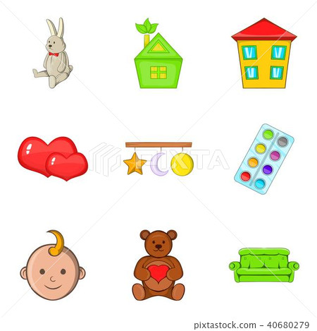 Couch Potato Icons Set Cartoon Style Stock Illustration