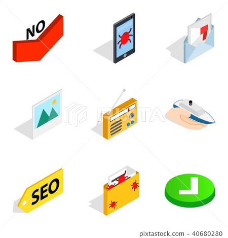 Maintenance of security icons set, isometric style 40680280