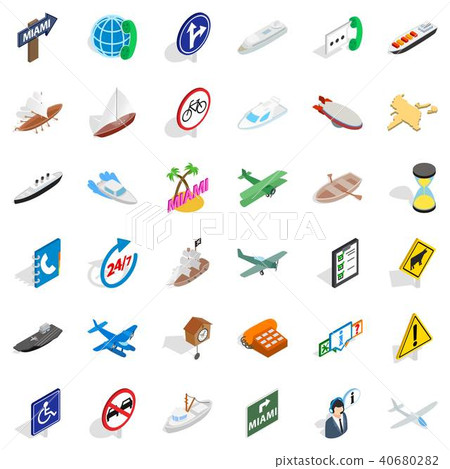 Turnpike icons set, isometric style Turnpike icons set, isometric style 40680282