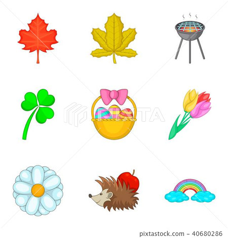 Early spring icons set, cartoon style 40680286
