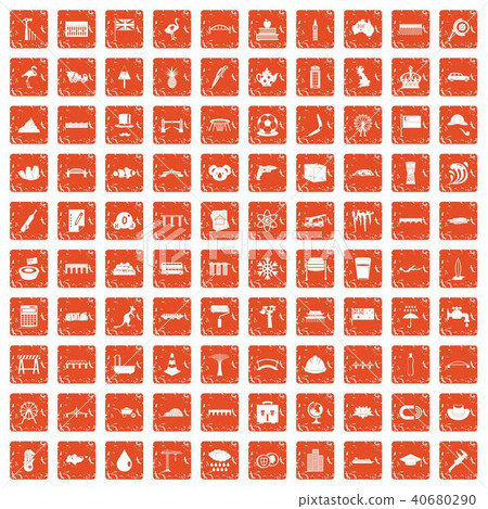 100 bridge icons set grunge orange 100 bridge icons set grunge orange 40680290