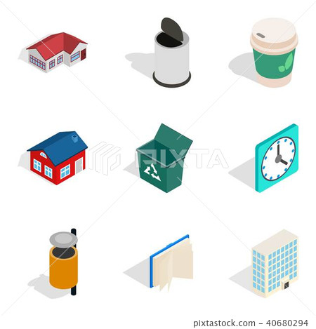 Homely atmosphere icons set, isometric style Homely atmosphere icons set, isometric style 40680294